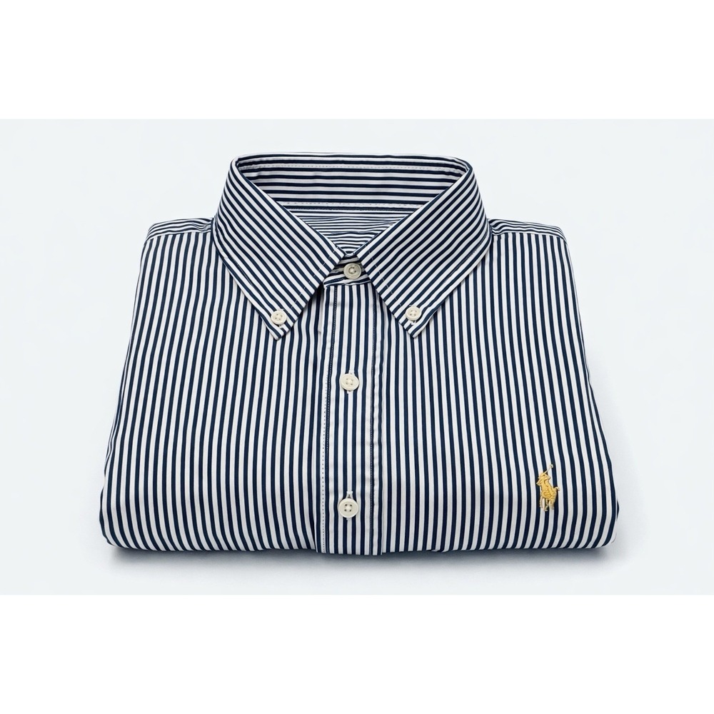 Ralph Lauren Men Shirt 2XLT TALL Classic Fit Stripe Blue White Pony Button Down